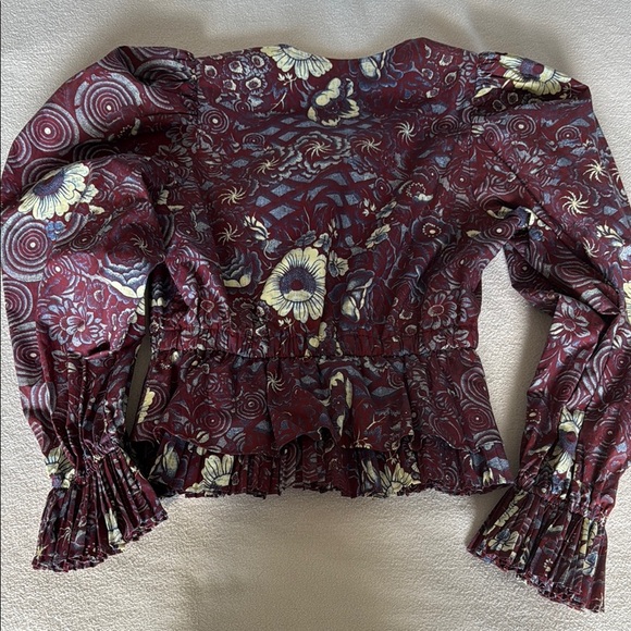 Ulla Johnson Floral Burgundy Women's Blouse - Picture 5 of 5